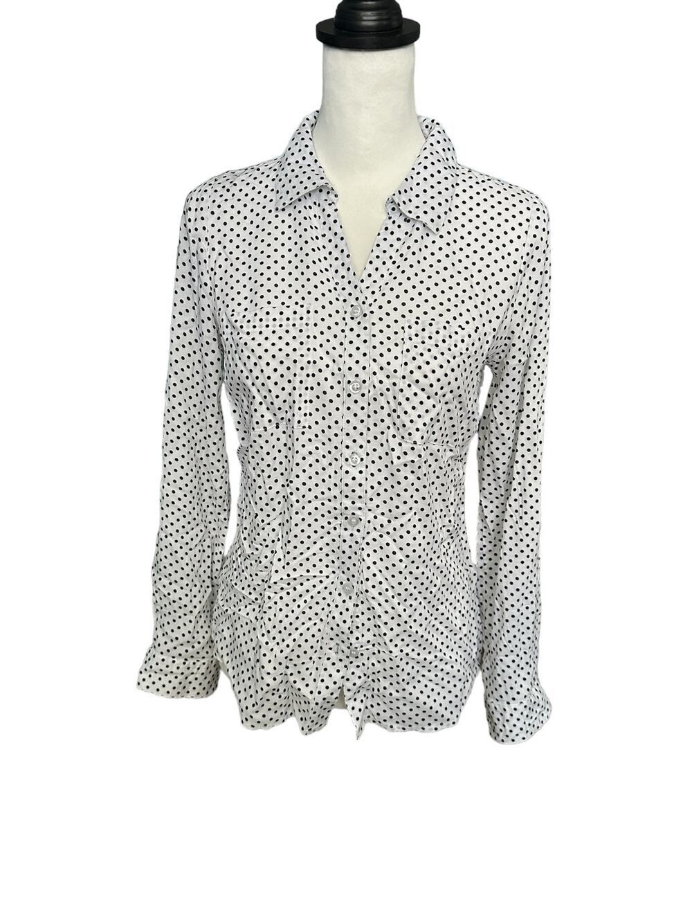 Emily Daniels Small White Black Long Sleeve Top